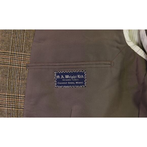 Bespoke Tailored Full Canvas Blazer Wool Cashmere Loro Piana Brown Plaid 46L - Picture 10 of 11